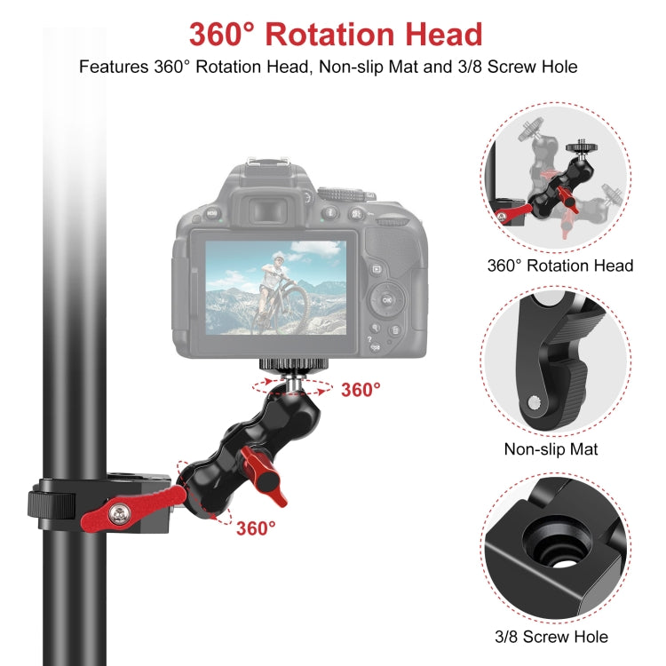 PULUZ-Abrazadera de montaje en bola para brazo mágico multifunción, pinzas para cangrejo, Clip, Ball Mount Clamp