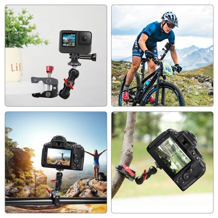 PULUZ-Abrazadera de montaje en bola para brazo mágico multifunción, pinzas para cangrejo, Clip, Ball Mount Clamp