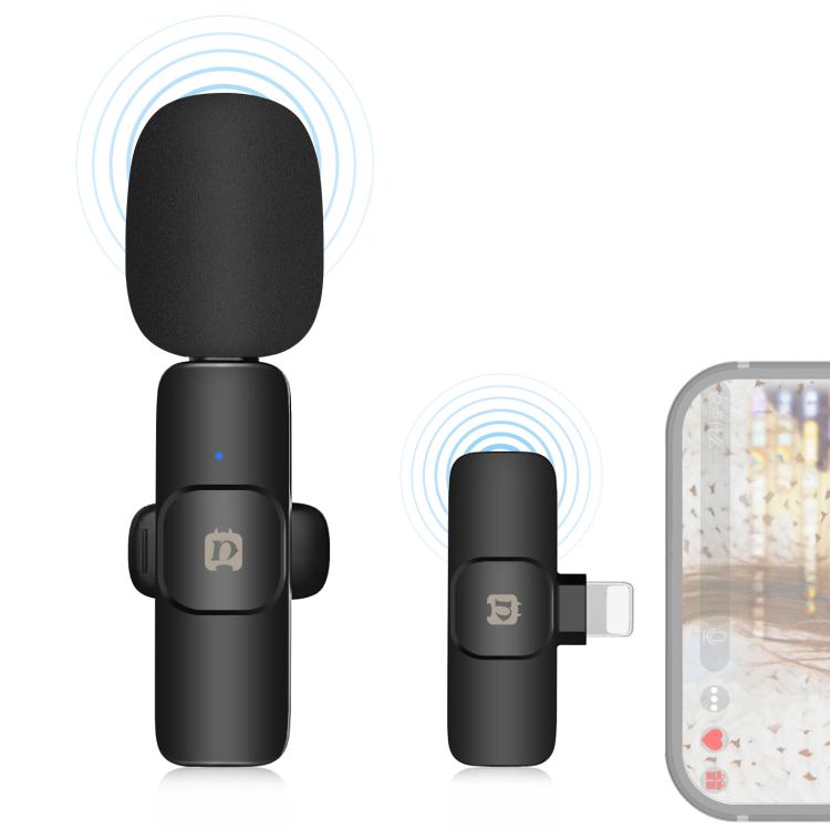 Micrófono inalámbrico de reverberación con reducción de ruido Lavalier PULUZ para dispositivo de 8 pines, compatible con carga de teléfono, 8 Pin Wireless Microphone