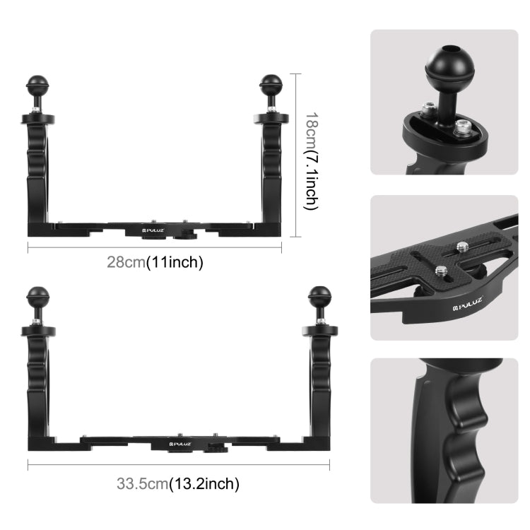 Estabilizador de bandeja de aleación de aluminio con dos asas PULUZ para carcasas de cámaras subacuáticas, Light Aluminium Tray Stabilizer(Red), Light Aluminium Tray Stabilizer(Black)