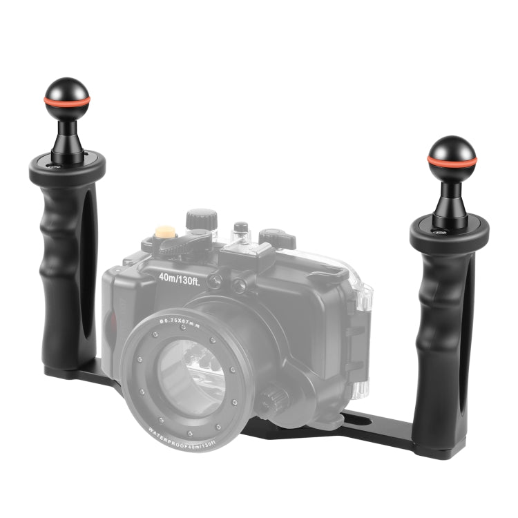 Estabilizador de bandeja de aleación de aluminio con dos asas PULUZ para carcasas de cámaras subacuáticas, B Type Alloy Tray Stabilizer(Black)