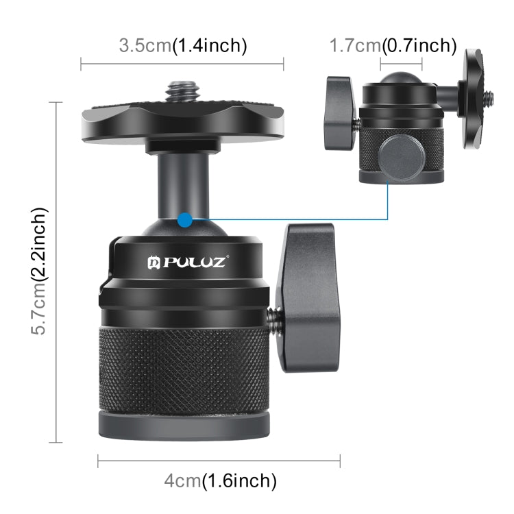 Adaptador de rótula de bola de trípode de aleación de aluminio panorámico PULUZ 360 con bloqueo de perilla, 360 Panorama