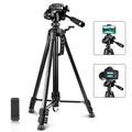 Soporte de trípode en vivo para selfies de aluminio PULUZ con cabezal tridimensional y abrazadera para teléfono, Adjustable Height: 55-139cm