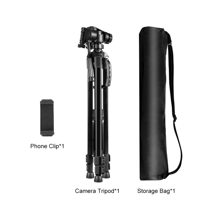 Soporte de trípode en vivo para selfies de aluminio PULUZ con cabezal tridimensional y abrazadera para teléfono, Adjustable Height: 55-139cm