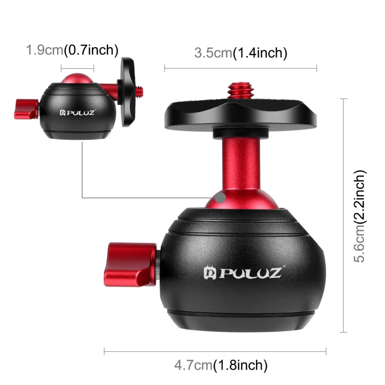 Adaptador de rótula de bola de trípode de metal panorámico de 360 grados PULUZ, 360 Panorama (Red)