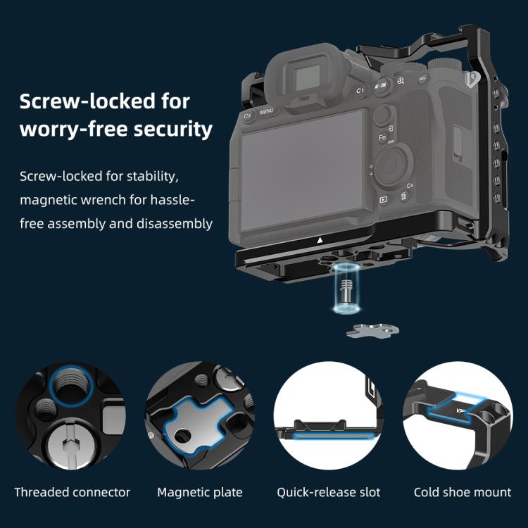 Plataforma estabilizadora KG negra mate Bullseye para Sony AF/YLC-7M4/H4/AH/AH/AH/HH-E, For Sony A7 IV Cage