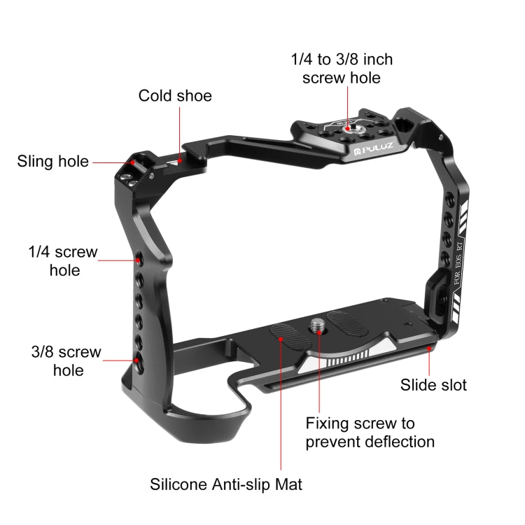 Para Canon EOS R7 PULUZ Plataforma estabilizadora de jaula de cámara de metal, For Canon EOS R7 Cage