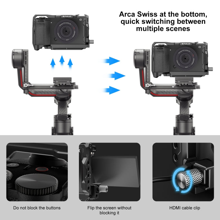 Para Sony A6700 PULUZ Plataforma estabilizadora de jaula de cámara de metal, For Sony A6700