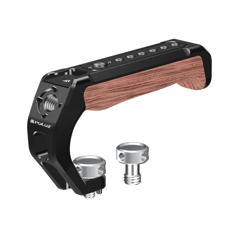 PULUZ Arri Metal Mango superior de madera con soporte de zapata fría para estabilizador de jaula de cámara sin espejo, Metal Wooden Top Handle