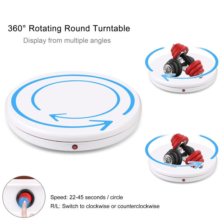 PULUZ Soporte de exhibición giratorio con control remoto de velocidad de ajuste de 45 cm, blanco, carga 100 kg, 45cm Load 100kg White AU Plug, 45cm Load 100kg White EU Plug, 45cm Load 100kg White UK Plug, 45cm Load 100kg White US Plug