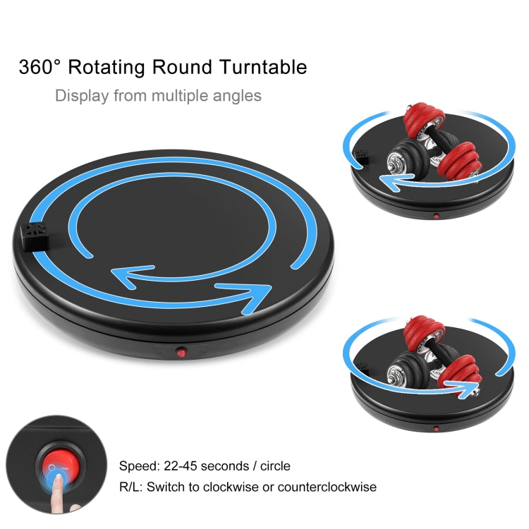 PULUZ Soporte de exhibición giratorio con control remoto de velocidad de ajuste de 45 cm con toma de corriente, negro, carga 100 kg, 45cm Load 100kg Black US Plug with Power Socket, 45cm Load 100kg Black UK Plug with Power Socket                       ...