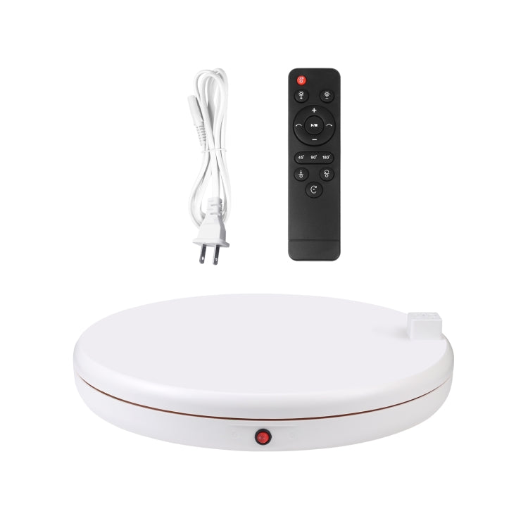 PULUZ Soporte de exhibición giratorio con control remoto de velocidad de ajuste de 45 cm con toma de corriente, blanco, carga 100 kg, 45cm Load 100kg White US Plug with Power Socket, 45cm Load 100kg White UK Plug with Power Socket                      ...