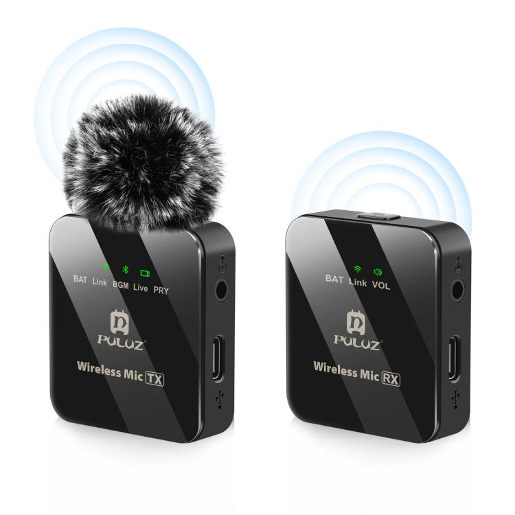 Micrófono Lavalier Inalámbrico PULUZ 1 TX + 1 RX, 1 TX + 1 RX