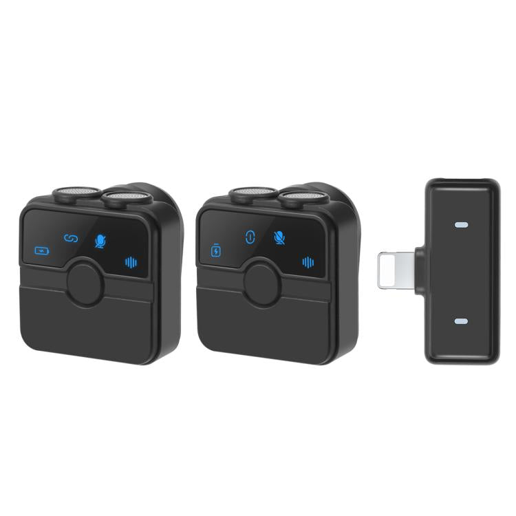 Micrófono inalámbrico de solapa magnético PULUZ con estuche de carga, receptor RX de 8 pines y 2 micrófonos TX, 8 Pin 2 TX + 1 RX, with Charging Case Box