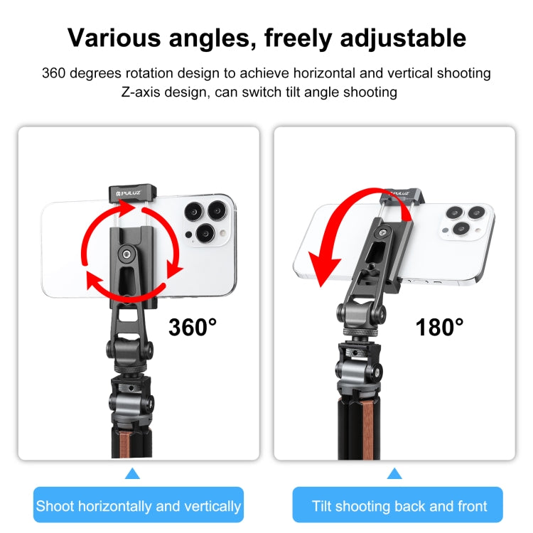 PULUZ Z-axis 360 Rotación Zapatos fríos Soporte de abrazadera de teléfono de aleación de aluminio, Z-axis Phone Clamp