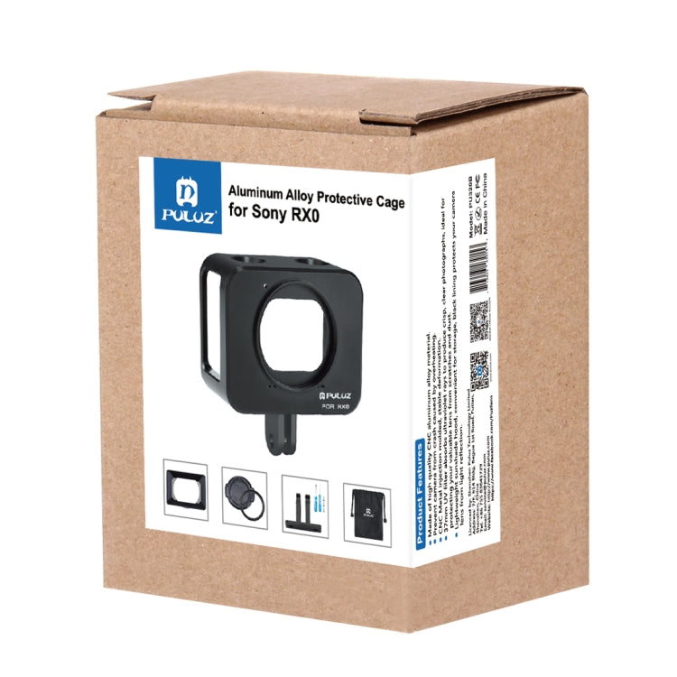 PULUZ para Sony RX0 Jaula protectora de aleación de aluminio + Lente de filtro UV de 37 mm + Parasol de lente con tornillos y destornilladores, Cage Black, Cage Gold, Cage Blue, Cage Red, Cage Silver, Cage Black(US)