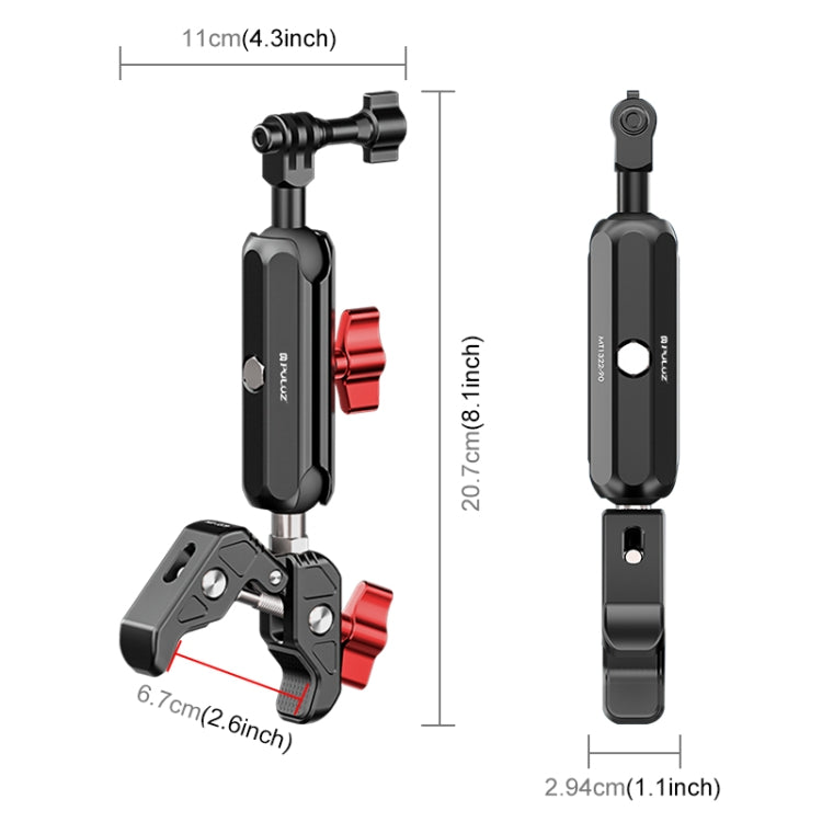 PULUZ manillar de motocicleta abrazadera de cangrejo soporte de varilla de brazo mágico, Crab Clamp