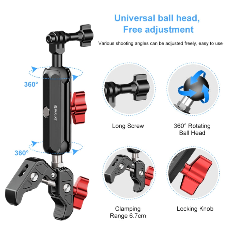 PULUZ manillar de motocicleta abrazadera de cangrejo soporte de varilla de brazo mágico, Crab Clamp