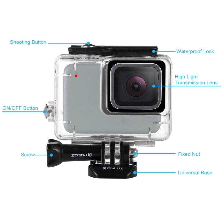 PULUZ 45m Carcasa impermeable subacuática para buceo para GoPro HERO7 Silver / HERO7 White, con hebilla de montaje básico y tornillo, For HERO7, For HERO7 (US)