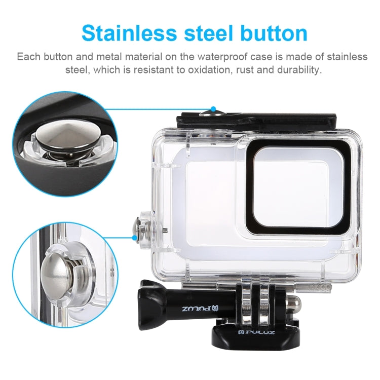 PULUZ 45m Carcasa impermeable subacuática para buceo para GoPro HERO7 Silver / HERO7 White, con hebilla de montaje básico y tornillo, For HERO7, For HERO7 (US)