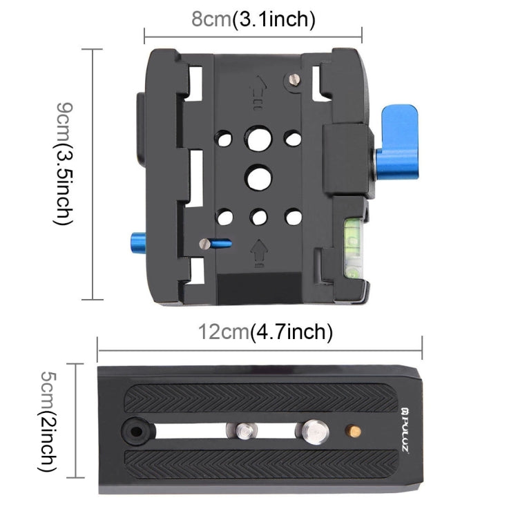 Adaptador de abrazadera de liberación rápida PULUZ + placa de liberación rápida para cámaras DSLR y SLR, QR Plate Black, QR Plate Gold
