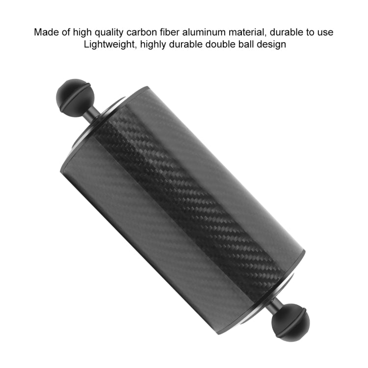 PULUZ 9,84 pulgadas, 25 cm de longitud, 80 mm de diámetro, brazo flotante de fibra de carbono con dos bolas, diámetro de la bola: 25 mm, flotabilidad: 600 g, 8 inch 600g Buoyancy