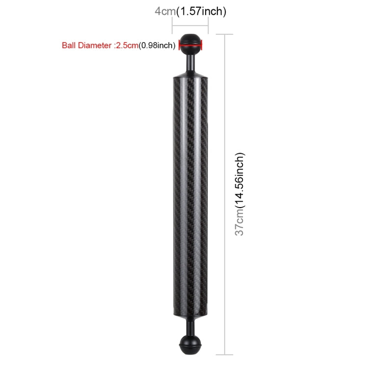 PULUZ 14,56 pulgadas, 37 cm de longitud, 40 mm de diámetro, bolas dobles, brazo flotante de fibra de carbono, diámetro de la bola: 25 mm, flotabilidad: 300 g, 14 inch 300g Buoyancy