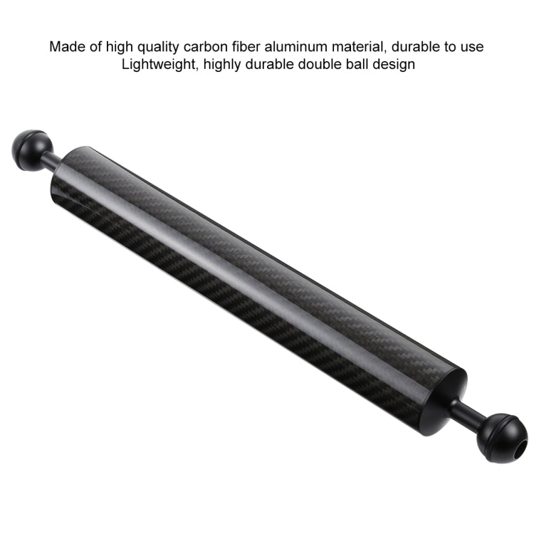 PULUZ 14,56 pulgadas, 37 cm de longitud, 40 mm de diámetro, bolas dobles, brazo flotante de fibra de carbono, diámetro de la bola: 25 mm, flotabilidad: 300 g, 14 inch 300g Buoyancy