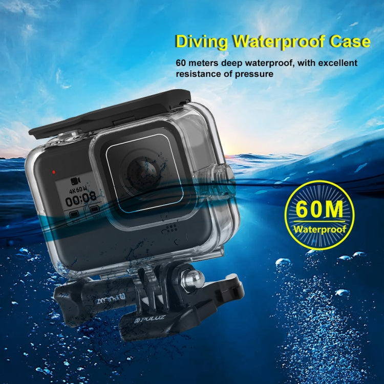 PULUZ 60m Estuche de buceo de profundidad subacuática Carcasa de cámara impermeable para GoPro HERO8 Negro, For GoPro HERO8 Black