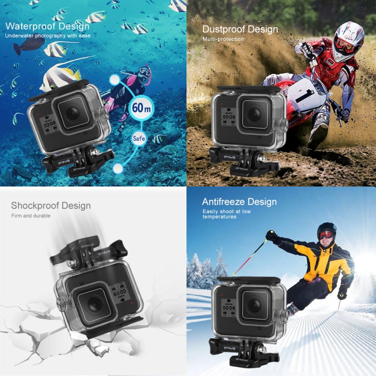 PULUZ 60m Estuche de buceo de profundidad subacuática Carcasa de cámara impermeable para GoPro HERO8 Negro, For GoPro HERO8 Black