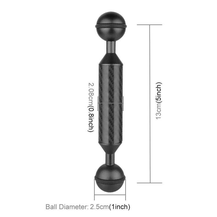 PULUZ 5 pulgadas 13 cm de longitud 20,8 mm de diámetro Brazo flotante de fibra de carbono con bolas dobles, diámetro de la bola: 25 mm, 5 inch Black, 5 inch Blue, 5 inch Red