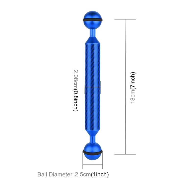 PULUZ 7 pulgadas, 18 cm de longitud, 20,8 mm de diámetro, bolas dobles, brazo flotante de fibra de carbono, diámetro de la bola: 25 mm, 7 inch Black, 7 inch Blue, 7 inch Red