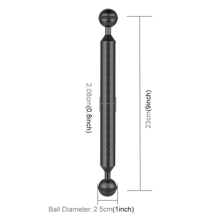 PULUZ 9 pulgadas, 23 cm de longitud, 20,8 mm de diámetro, bolas dobles, brazo flotante de fibra de carbono, diámetro de la bola: 25 mm, 9 inch Black, 9 inch Blue, 9 inch Red
