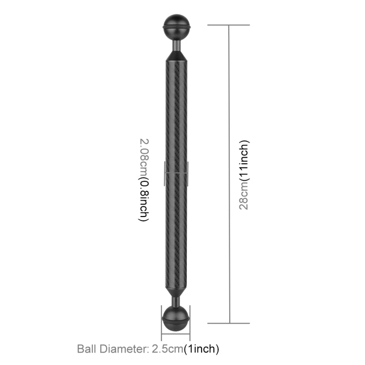 PULUZ 11 pulgadas, 28 cm de longitud, 20,8 mm de diámetro, bolas dobles, brazo flotante de fibra de carbono, diámetro de la bola: 25 mm, 11 inch Black, 11 inch Blue, 11 inch Red