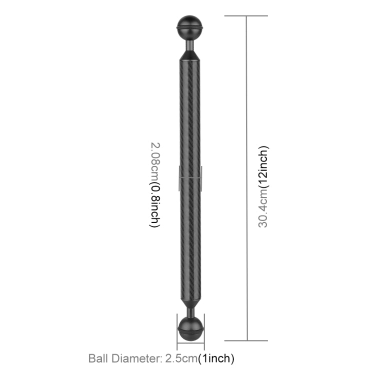 PULUZ 12 pulgadas, 30,4 cm de longitud, 20,8 mm de diámetro, brazo flotante de fibra de carbono con bolas dobles, diámetro de la bola: 25 mm, 12 inch Black, 12 inch Blue, 12 inch Red