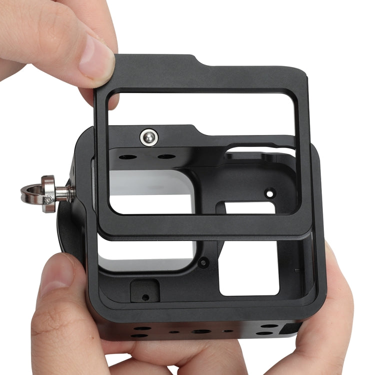 Carcasa PULUZ Jaula protectora de aleación de aluminio CNC con marco de seguro y lente UV de 52 mm para GoPro HERO8 negro, For HERO8 Black with Frame