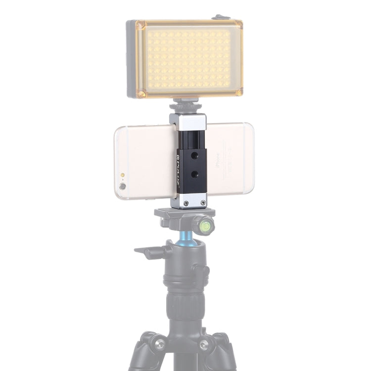 Soporte de abrazadera de aleación de aluminio para teléfono universal PULUZ con zapata fría para iPhone, Galaxy, Huawei, Xiaomi, Sony, HTC, Google y otros teléfonos inteligentes, Phone Clamp