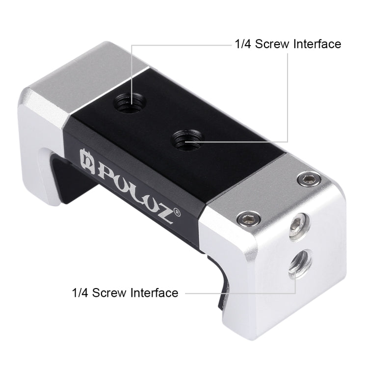 Soporte de abrazadera de aleación de aluminio para teléfono universal PULUZ con zapata fría para iPhone, Galaxy, Huawei, Xiaomi, Sony, HTC, Google y otros teléfonos inteligentes, Phone Clamp