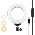 PULUZ 4,7 pulgadas 12cm USB 3 modos anillo LED regulable Selfie belleza Vlogging fotografía vídeo luces con rótula de bola de trípode, 4.7 inch with Ball Head
