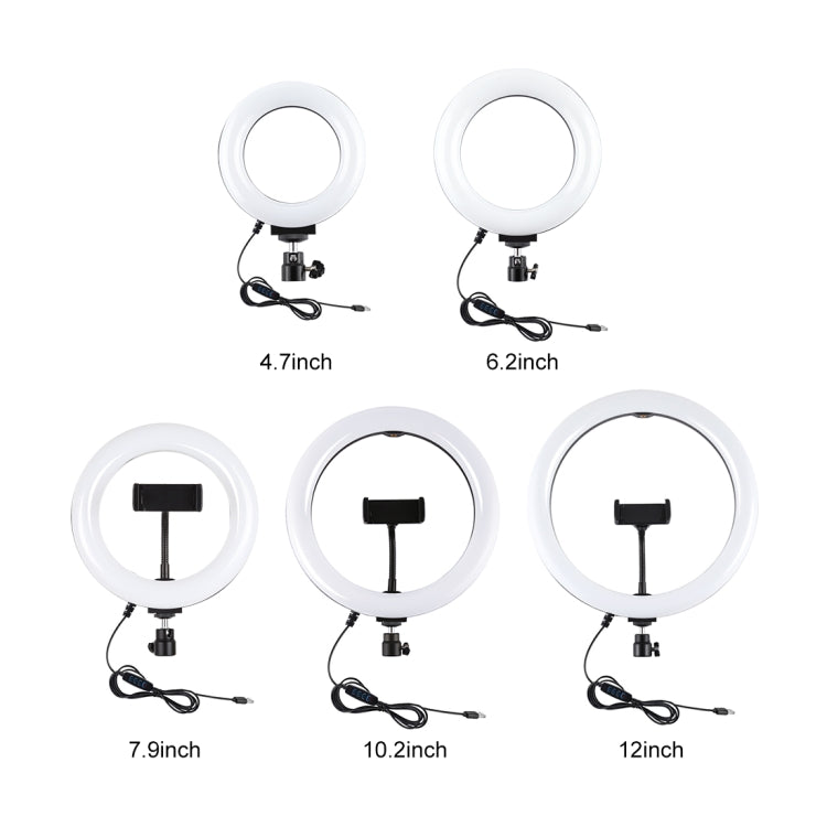 PULUZ 4,7 pulgadas 12cm USB 3 modos anillo LED regulable Selfie belleza Vlogging fotografía vídeo luces con rótula de bola de trípode, 4.7 inch with Ball Head