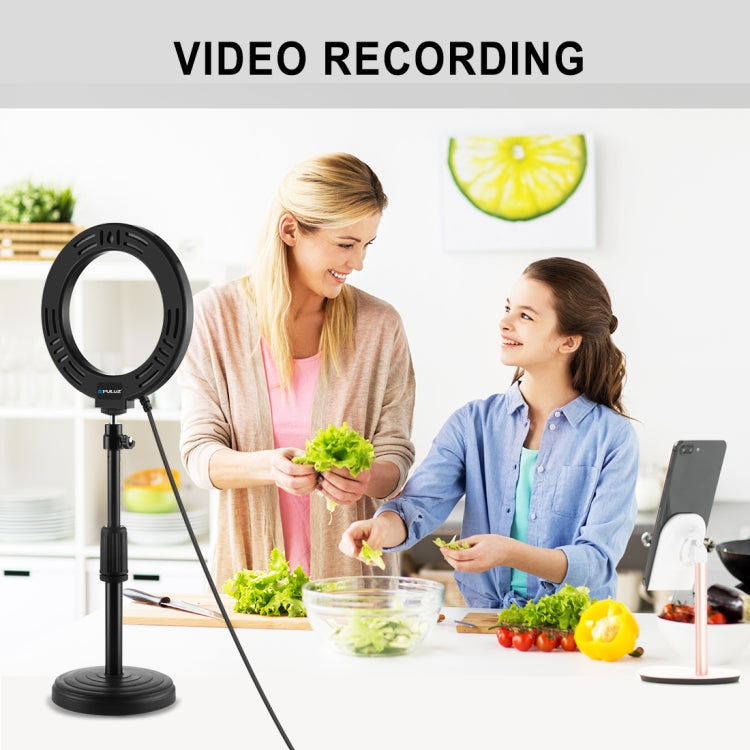 PULUZ 6,2 pulgadas 16 cm USB 3 modos anillo LED regulable Vlogging fotografía luces de vídeo con rótula de bola de trípode, 6.2 inch, 6.2 inch Light