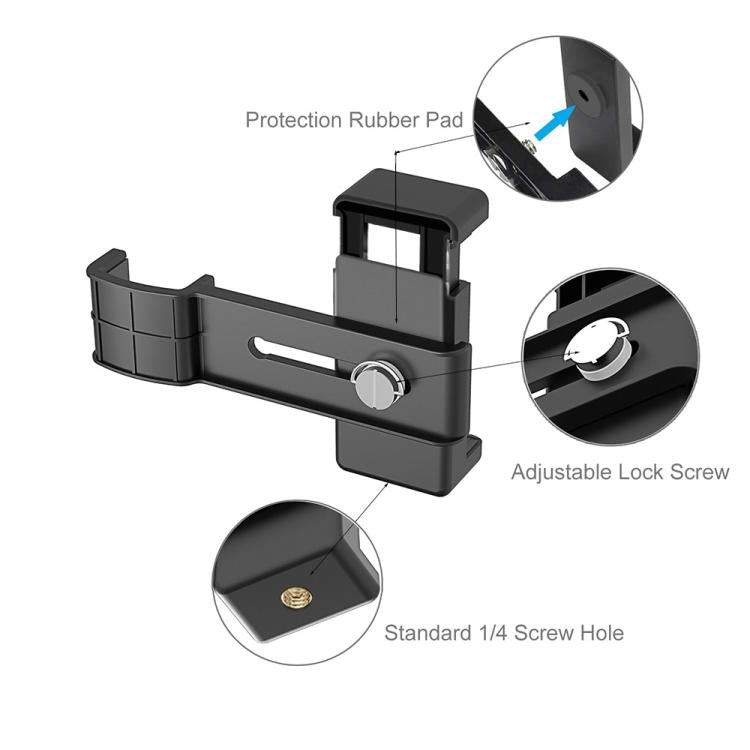 Abrazadera de fijación para teléfono inteligente PULUZ, soporte de montaje de 1/4 de pulgada para DJI OSMO Pocket / Pocket 2, Clamp