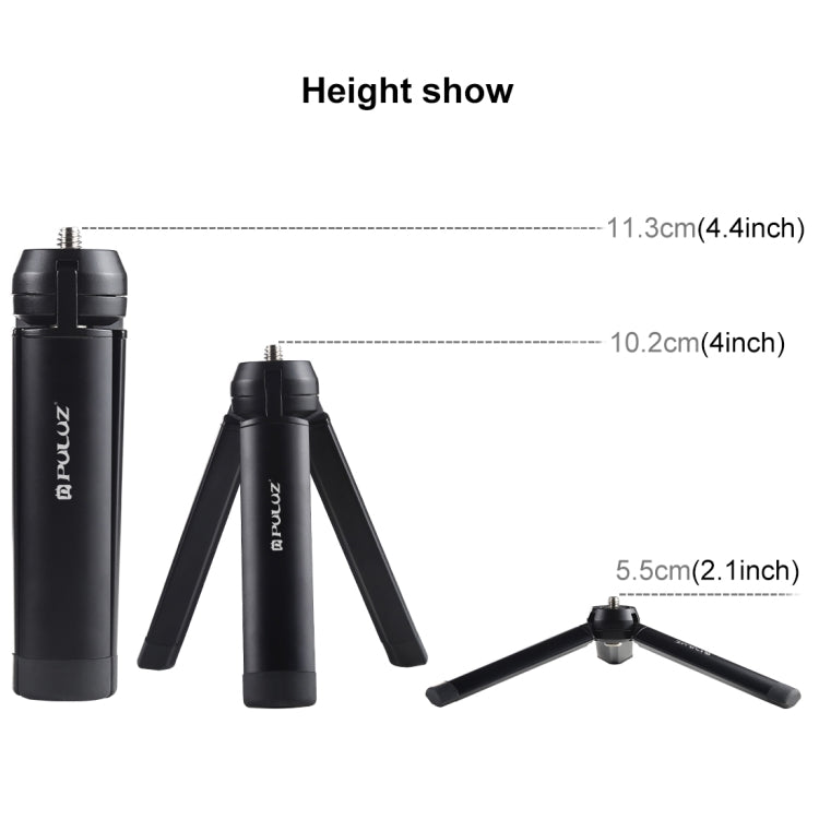 PULUZ Mini soporte para trípode de escritorio de metal de bolsillo con tornillo de 1/4 de pulgada para cámaras DSLR y digitales, carga: 10 kg, Desktop Tripod