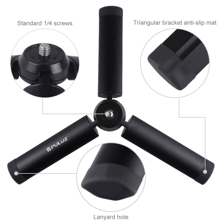 PULUZ Mini soporte para trípode de escritorio de metal de bolsillo con tornillo de 1/4 de pulgada para cámaras DSLR y digitales, carga: 10 kg, Desktop Tripod