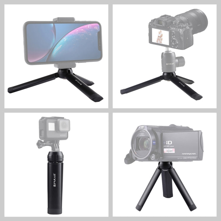 PULUZ Mini soporte para trípode de escritorio de metal de bolsillo con tornillo de 1/4 de pulgada para cámaras DSLR y digitales, carga: 10 kg, Desktop Tripod
