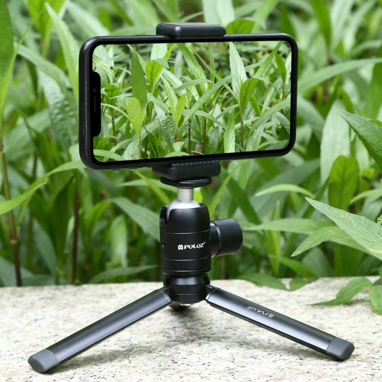 PULUZ Mini soporte para trípode de escritorio de metal de bolsillo con tornillo de 1/4 de pulgada para cámaras DSLR y digitales, carga: 10 kg, Desktop Tripod