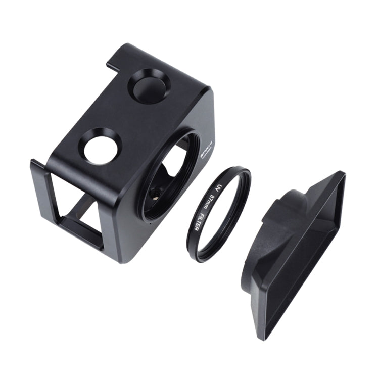Jaula protectora de aleación de aluminio PULUZ + lente con filtro UV de 37 mm + parasol para lente con tornillos y destornilladores para Sony RX0 / RX0 II, For Sony RX0 II