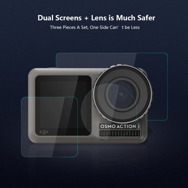 Lente PULUZ + Pantalla LCD frontal y trasera Película de vidrio templado 9H 2.5D para DJI Osmo Action, For DJI Osmo Action