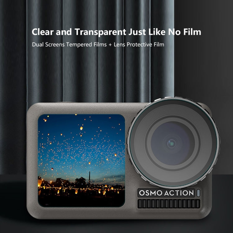 Lente PULUZ + Pantalla LCD frontal y trasera Película de vidrio templado 9H 2.5D para DJI Osmo Action, For DJI Osmo Action