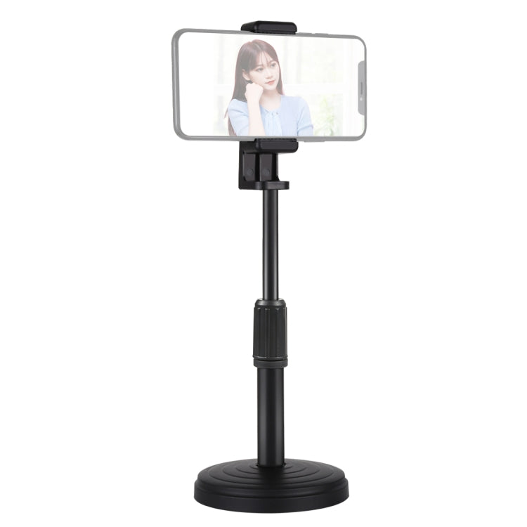 Soporte de escritorio con base redonda PULUZ con abrazadera para teléfono, altura ajustable: 15,5 cm-25,5 cm, Desktop Mount